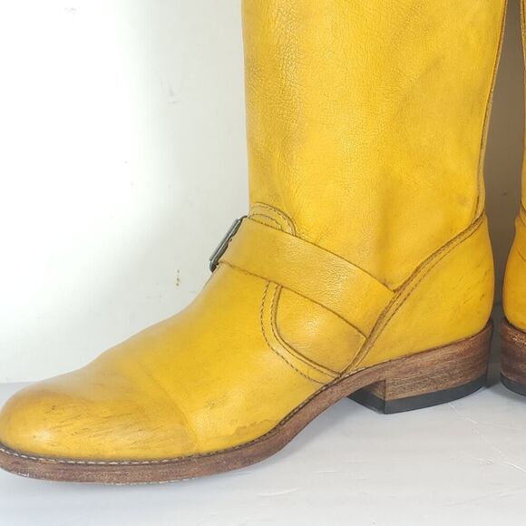 Frye Women's VTG Veronica Slouch US 8M Banana Yellow Leather Riding Boot Spain - Picture 15 of 16